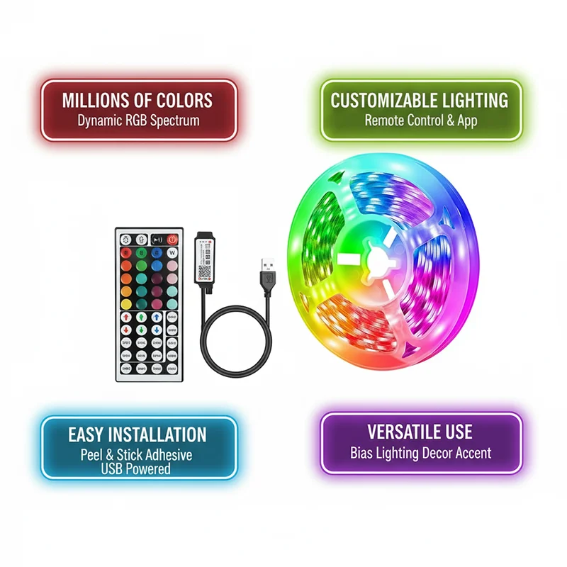 DC 5V USB LED Strip Lights APP - Rgb Light Strip recension och pris