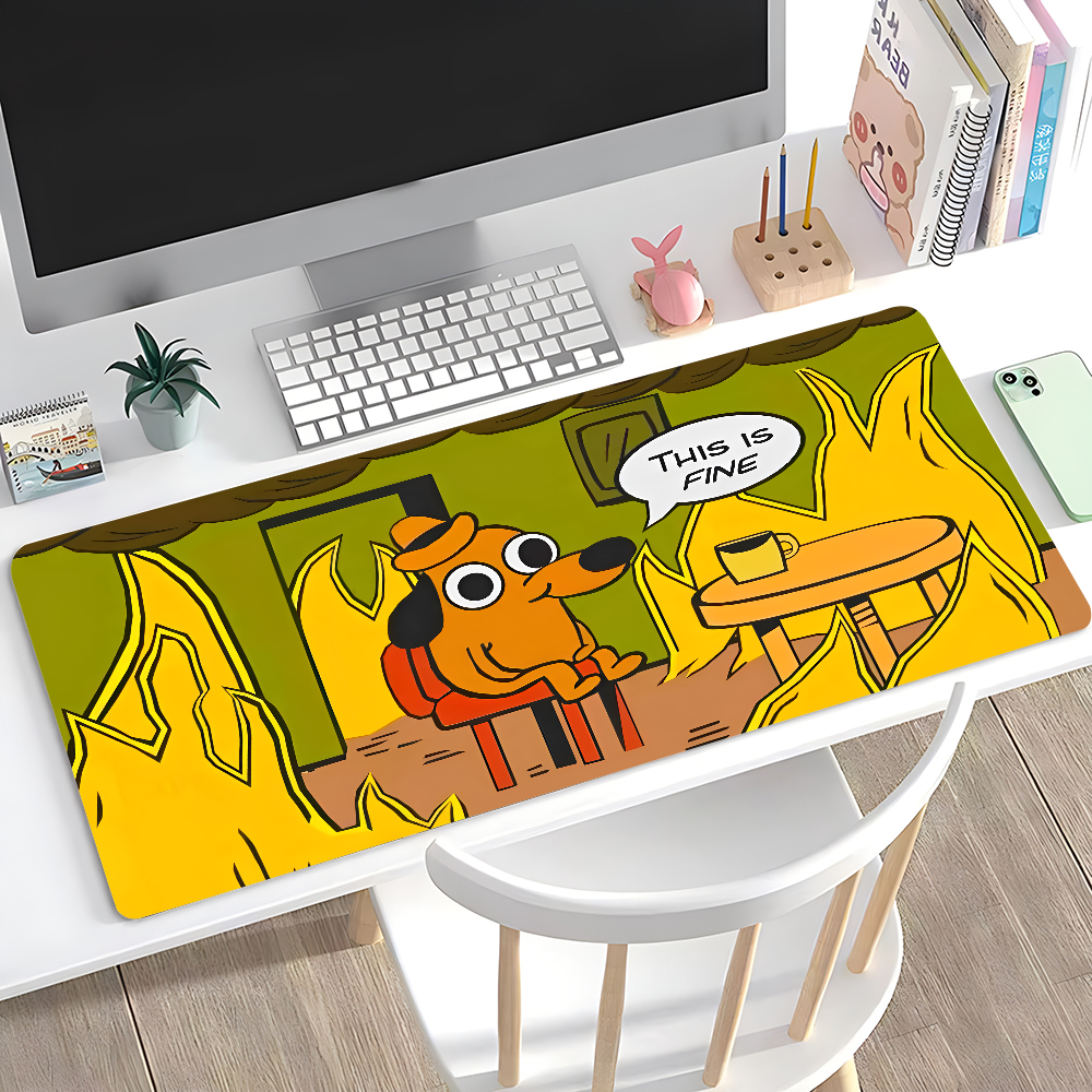 This Is Fine Dog Dachshund Mou - Gaming Desk Mat recension och pris