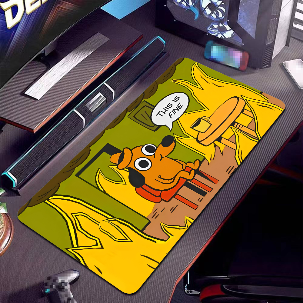 This Is Fine Dog Dachshund Mou - Gaming Desk Mat recension och pris