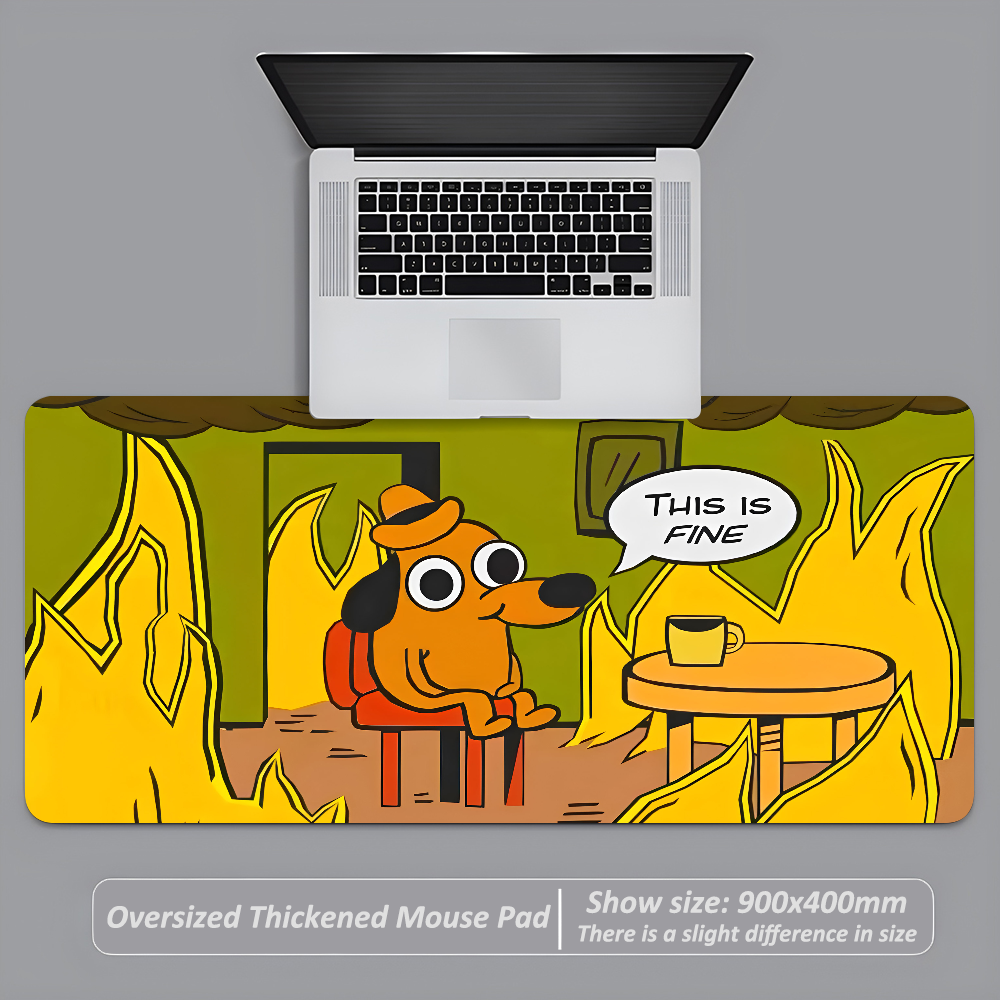 This Is Fine Dog Dachshund Mou - Gaming Desk Mat recension och pris