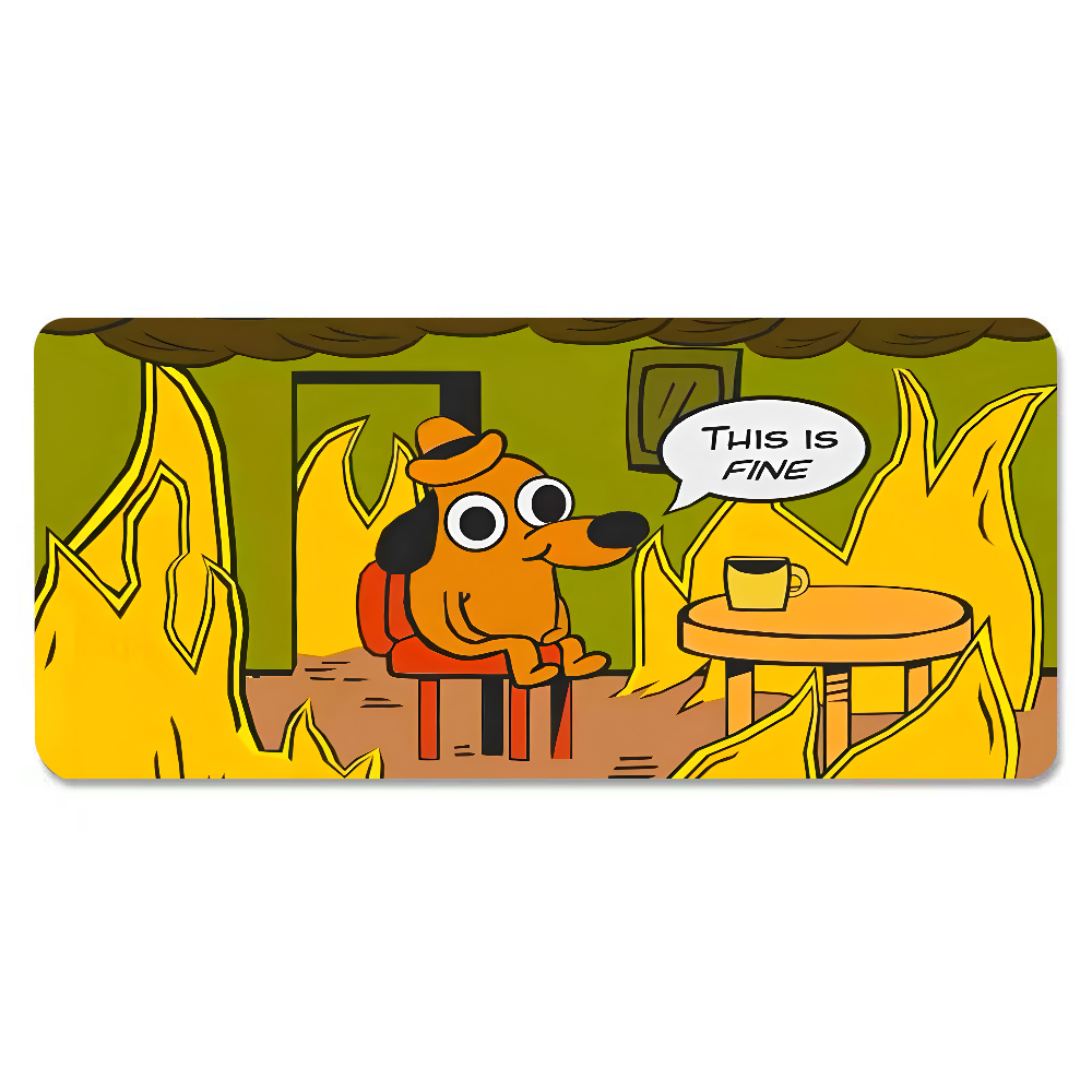 This Is Fine Dog Dachshund Mou - Gaming Desk Mat recension och pris