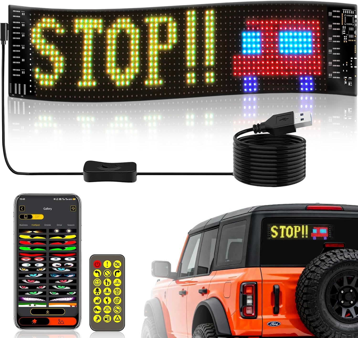 LED Car Sign Flexible LED Matr - Rgb Light Strip recension och pris