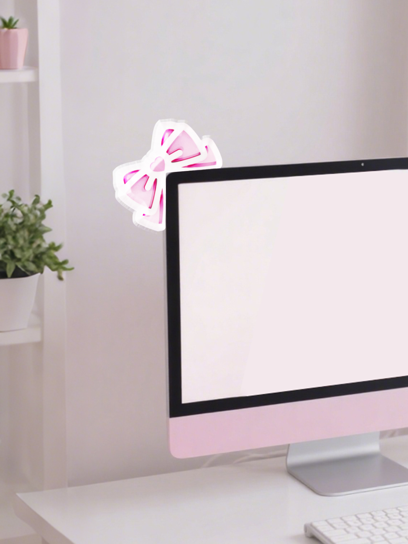 Kawaii Bow Monitor Decor Pink  - Pc Gaming Kawaii recension och pris