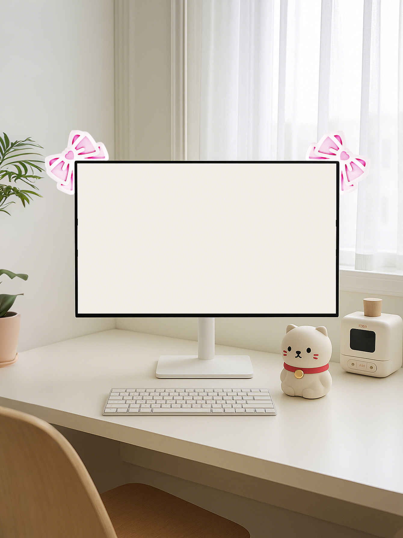 Kawaii Bow Monitor Decor Pink  - Pc Gaming Kawaii recension och pris